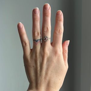 Pandora Magnolia Bloom Enamel Ring. S925 sterling sliver. Size 6. Pink CZ stone